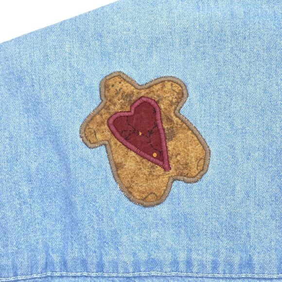 Vintage Three Rivers Denim Shirt‎ Womens Medium Embroidered Santa Cabincore Mom - Picture 8 of 16